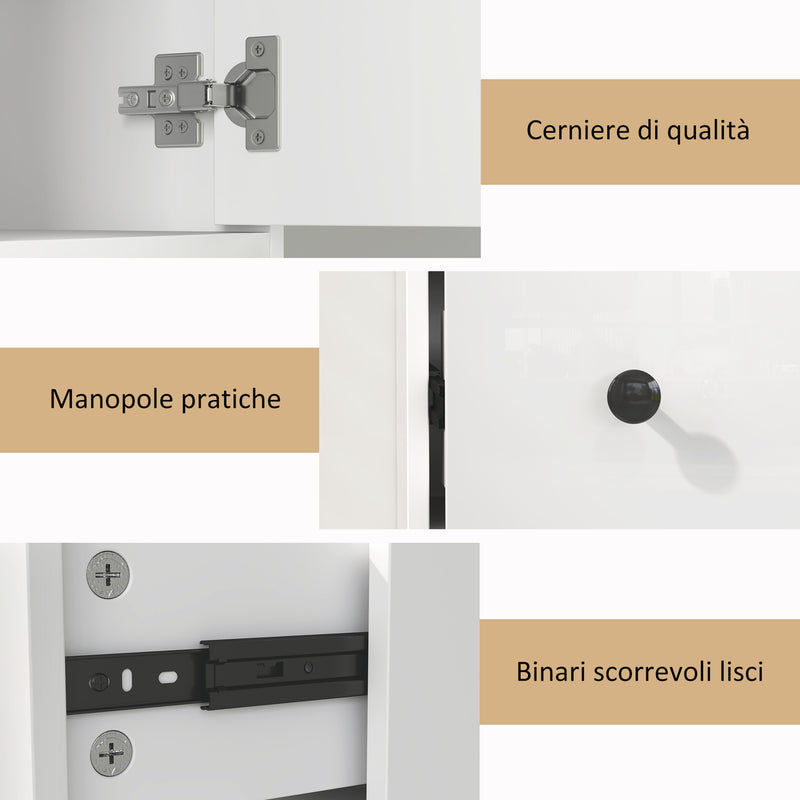 Colonna Bagno Salvaspazio 20x20x178 cm con Armadietti Ripiani Aperti e Cassetto in Legno Bianco  