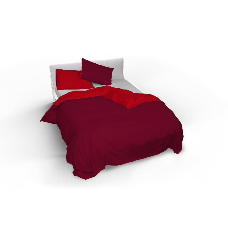 Copripiumino con Sacco e Federe Doubleface Rosso\/Bordeaux