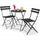 Set 3 Pezzi Giardino Tavolo con 2 Sedie Bistrot Pieghevole Modello Parigi Nero