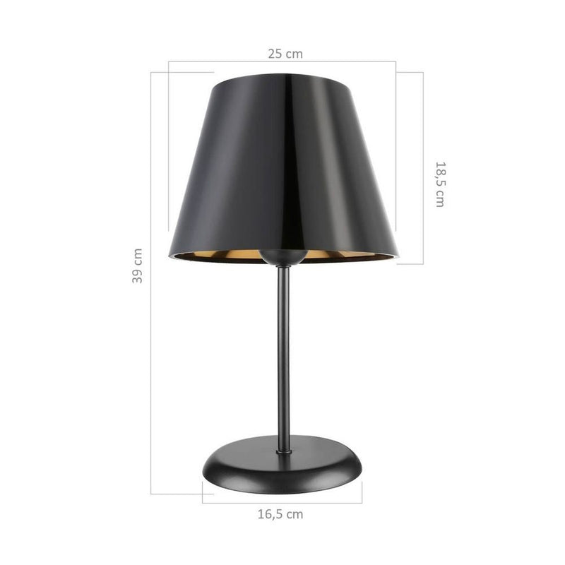 Lampada da tavolo Verda  in metallo e paralume tessuto nero