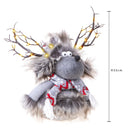 Renna con Led H35 cm in Tessuto Grigio/Rosso