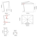 Ombrellone da Giardino Decentrato 2x3m in Legno Telo in Acrilico Ecrù