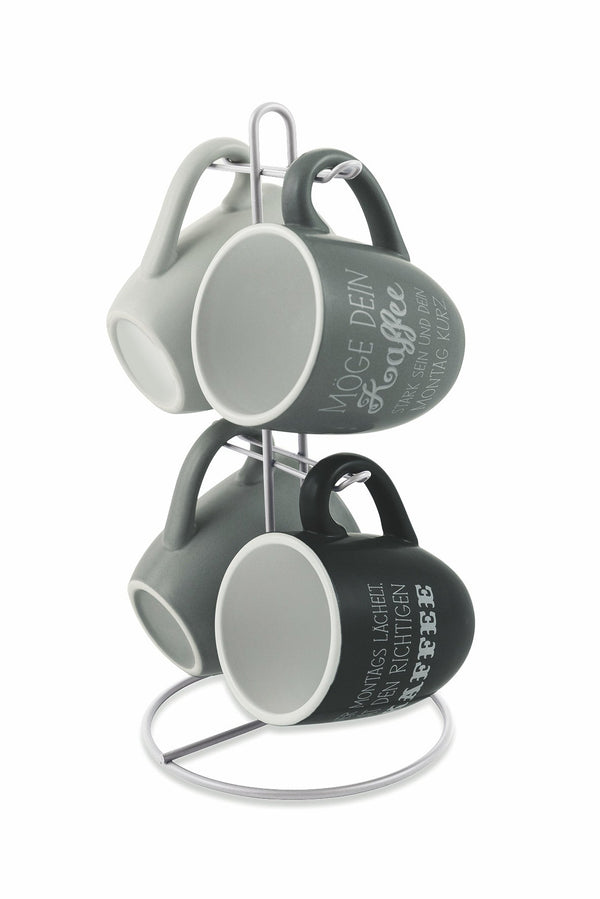 Set 4 Tazze Tedesco in Dolomite con Stand in Metallo Villa d'Este Home Tivoli prezzo