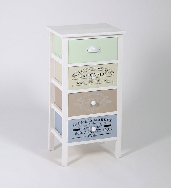 Cassettiera 4 Cassetti in Legno Massello 38x28x72 cm Fumer Allegra Bianca sconto