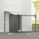 Gazebo Pergola Addossata Ricurva 248x298x200-250 cm con 16 Fori di Drenaggio Bianco Crema   