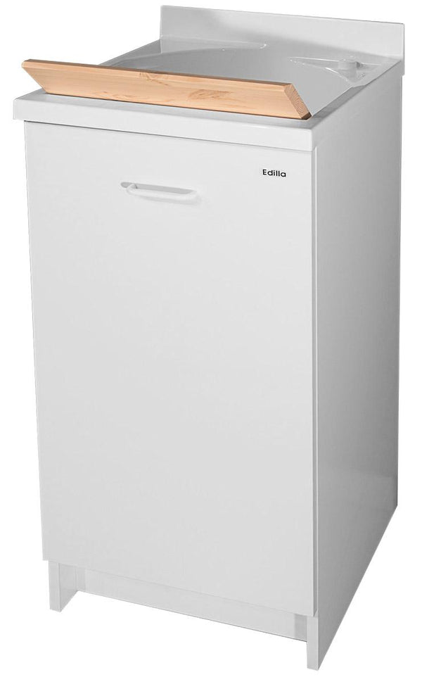 sconto Mobile Lavatoio 45x50x85cm Anta Asse in Legno Montegrappa Edilla Bianco Destra con Cesto