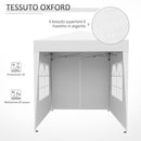 Gazebo da Giardino Pieghevole 2x2m con 4 Pareti Rimovibili in Poliestere e Acciaio Bianco