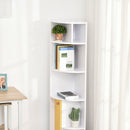 Libreria Angolare 5 Ripiani con Armadietto 29,8x29,9x147 cm  Bianco e Giallo