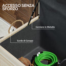 Baule Cassapanca da Esterno 110x50x50 cm a 2 Ruote con Telo Interno in Legno di Abete  