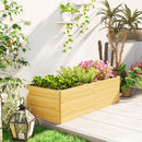 Fioriera Rettangolare 140x60x40 cm Divisa in 3 Aree con Strato in Tessuto non Tessuto in Legno di Abete   