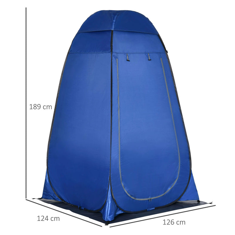 Tenda da Doccia Pop Up Impermeabile 126x124x189 cm con Porta a Cerniera Blu Scuro   