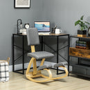 Sedia Inginocchiatoio con Movimento a Dondolo 51x84x93 cm in Tessuto Effetto Lino e Legno Grigio   