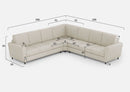 Divano Angolare 7 Posti 288x288x85 cm Yasel in Tessuto Latte