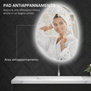 Specchio da Bagno 80x5x60 cm Illuminato a LED 3 Tonalità in Vetro Temperato Argento  