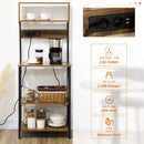 Scaffale Cucina con Multipresa 60x42x153 cm in Legno e Acciaio Marrone Rustico