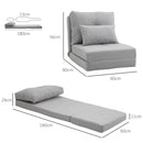 Poltrona Letto 3 in 1 Convertibile in Chaise Longue e Divano da Terra con 2 Cuscini in Tessuto Effetto Lino Grigio Chiaro      