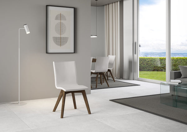 acquista Sedia 52x52x87 cm Trudy gambe noce in Similpelle Bianco