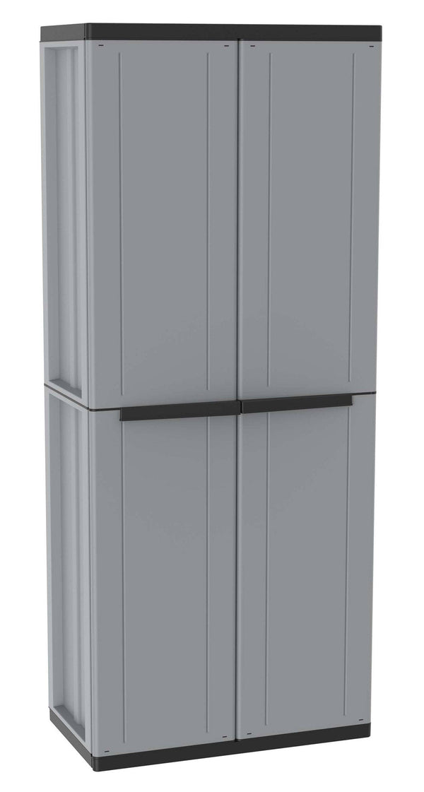 sconto Armadio Modulare da Esterno 68x37,5x163,5 cm 2 Ante 3 Ripiani in Polipropilene Jline Grigio e Nero