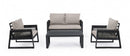 Set Salotto da Giardino Divano 2 Poltrone e Tavolino Captiva Antracite