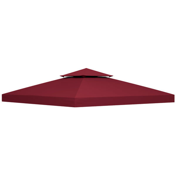 acquista Tetto di Ricambio per Gazebo 3x3 m a 2 Livelli e Anti UV con Presa d'Aria in Poliestere Rosso