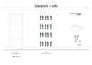 Scarpiera 4 Ante 63x154x18 cm Bianco Fiammato