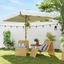 Ombrellone da Giardino 2x3 m con Apertura a Manovella Inclinabile e Anti UV 50+ Crema      