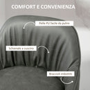 Set 2 Sgabelli da Bar con Schienale in Finta Pelle PU Grigio  