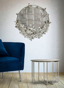 Specchio Farfalle Round Argento Ø91x3x94 cm in Ferro Argento
