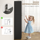Mobile Contenitore Minimal 59x31x155 cm con 2 Armadietti e Mensole Regolabili in Legno Nero      