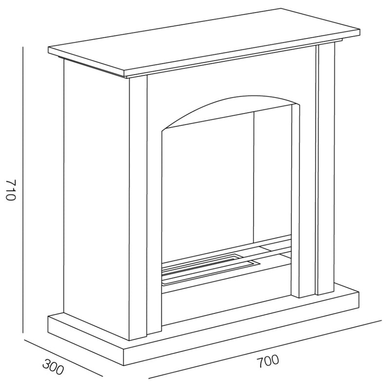Camino a Bioetanolo da Pavimento 70x30x70 cm 2000W 1L Matera Bianco 