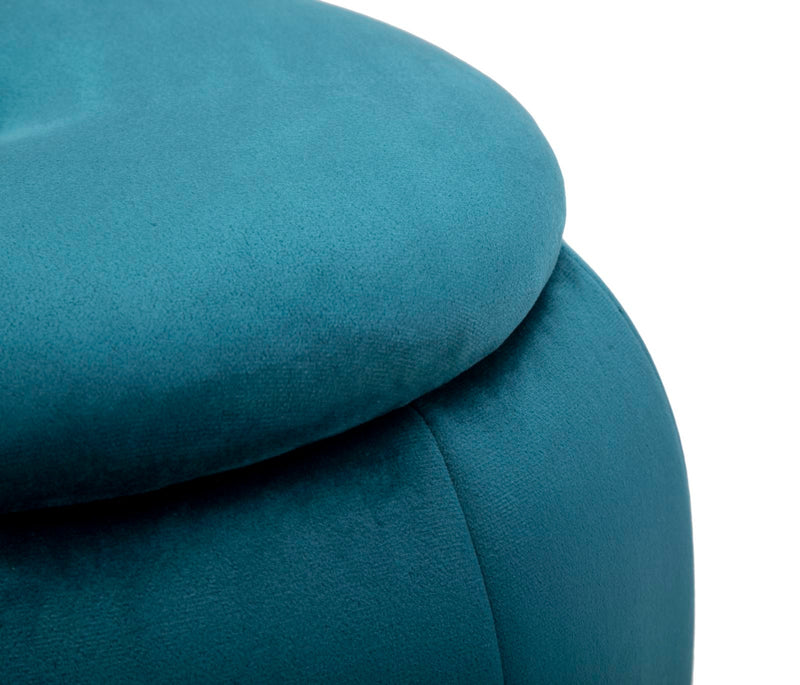 Pouf Contenitore Paris Oro Ø 43x43 cm in Legno e Poliestere Ottanio