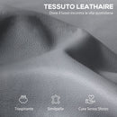 Poltrona Relax Reclinabile Manualmente con Poggiapiedi in Tessuto Effetto Pelle e Base Girevole Grigio      