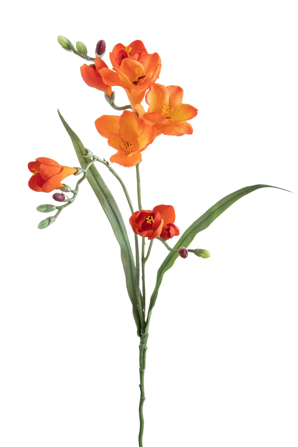 Set 6 Fiori Artificiali di Fresia con Due Fiori Altezza 63 cm Arancio sconto
