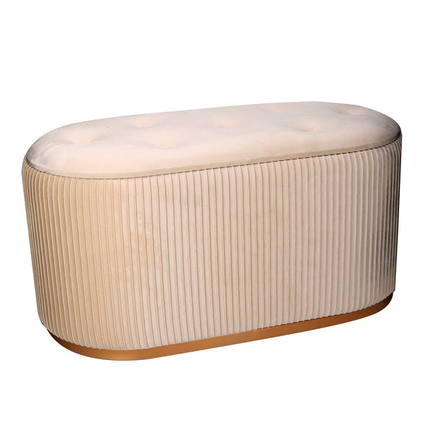 online Pouf Contenitore 82x42xh41 cm in Tessuto Velluto Crema
