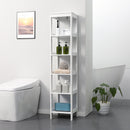Mobile Scaffale Bagno 5 Ripiani 30x30x140 cm in MDF Bianco
