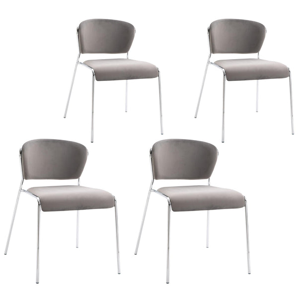 online Set 4 Sedie in Metallo e Poliestere Grigie