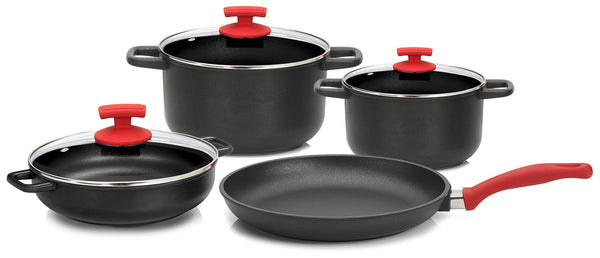 Batteria di Pentole 7 Pezzi in Alluminio Pressofuso Antiaderente Olympia Love Big online