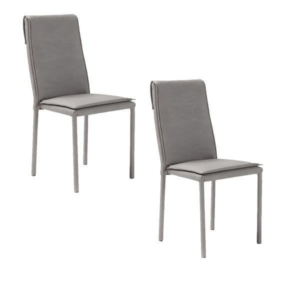 Set 2 sedie Imbottite 45x59x95 cm In Tessuto Effetto Pelle Vincent Grigio Perla sconto