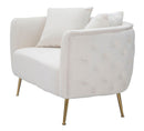 Divanetto Bucarest Crema 127x74x73 cm Legno e Spugna e Tessuto e Metallo Crema e Oro