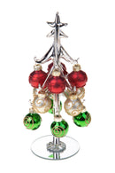 Set 2 Albererlli di Natale 21 cm con Ornamenti in Vetro 