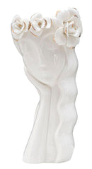 Vaso Woman Cute 14,8x13x29 cm Porcellana Bianco e Oro Seconda Scelta