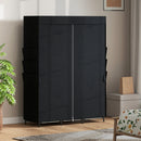 Armadio in Tessuto Salvaspazio 130x45x167 cm con 3 Aste 3 Ripiani 6 Tasche Laterali Ante Antipolvere con Zip in Tessuto Non Tessuto Nero      