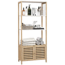 Mobile Bagno con Armadietto e Ripiani 63x30x138 cm in Bambù   