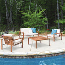 Set Salotto da Giardino in Acciaio e Sumpar Wood Divano 2 Poltrone e Tavolino Kraus Donatello