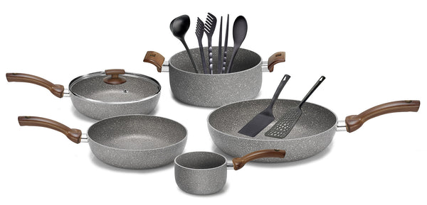 Batteria di Pentole 12 Pezzi in Alluminio Antiaderente Olympia Woody online