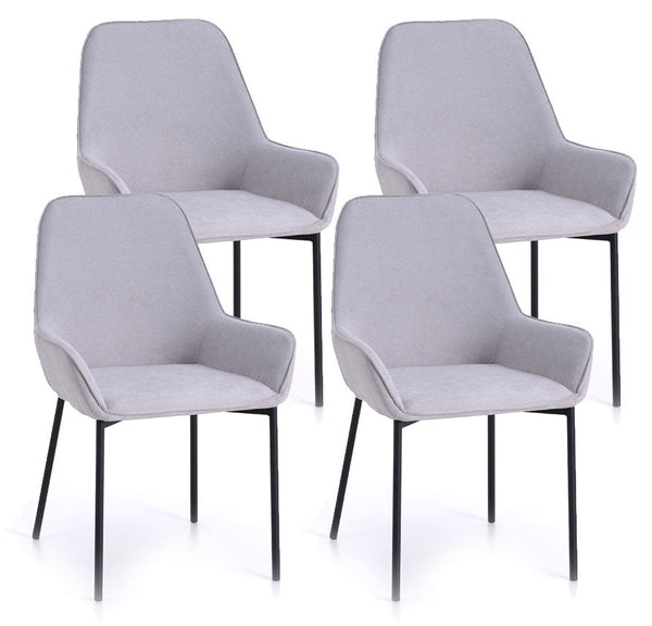 acquista Set 4 Sedie 54x53x89 cm in Similpelle Grigio Chiaro
