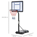 Canestro da Basket da Esterno con Supporto e Altezza Regolabile in Acciaio  