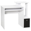 Scrivania Moderna con Mensola per Tastiera e Cassetto in Tessuto 100x40x86,6 cm  Bianco e Nero