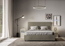 Letto Matrimoniale con Alzata Comoda Imbottito in Similpelle Mika Cappuccino Varie Misure