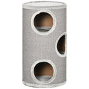 Cuccia per Gatti Tiragraffi 3 Ripiani Ø38x70 cm in Sisal e Peluche Grigio Chiaro